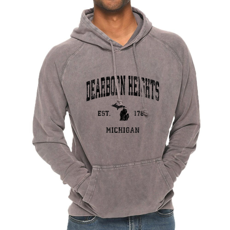 Dearborn Heights Michigan Mi Vintage Athletic Blac Vintage Hoodie | Artistshot