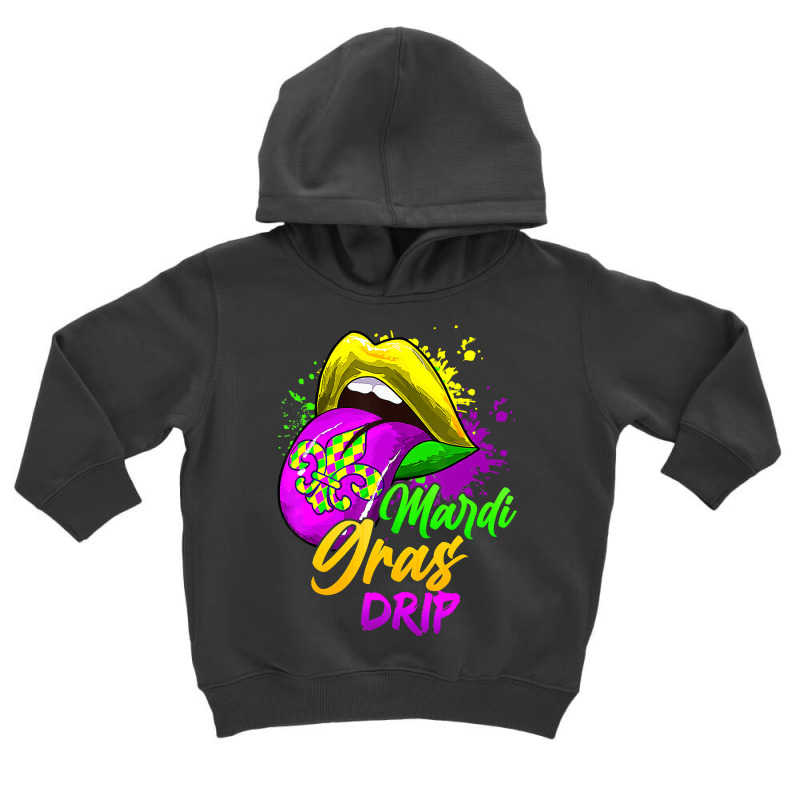 Mardi Gras Dripping Lips Funny Mardi Gras Drip Col Toddler Hoodie | Artistshot