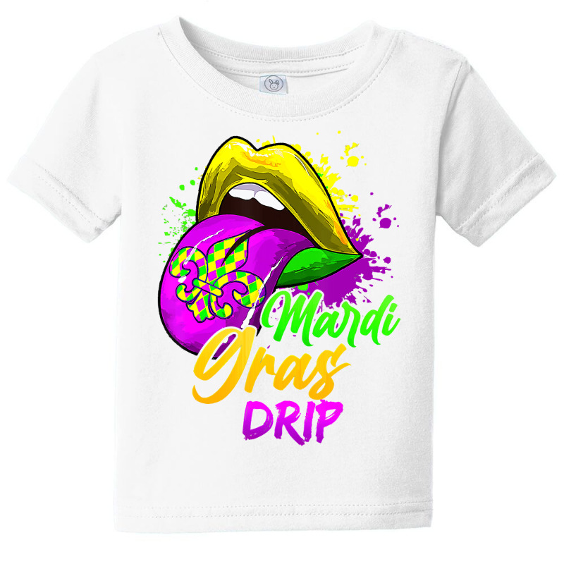 Mardi Gras Dripping Lips Funny Mardi Gras Drip Col Baby Tee | Artistshot