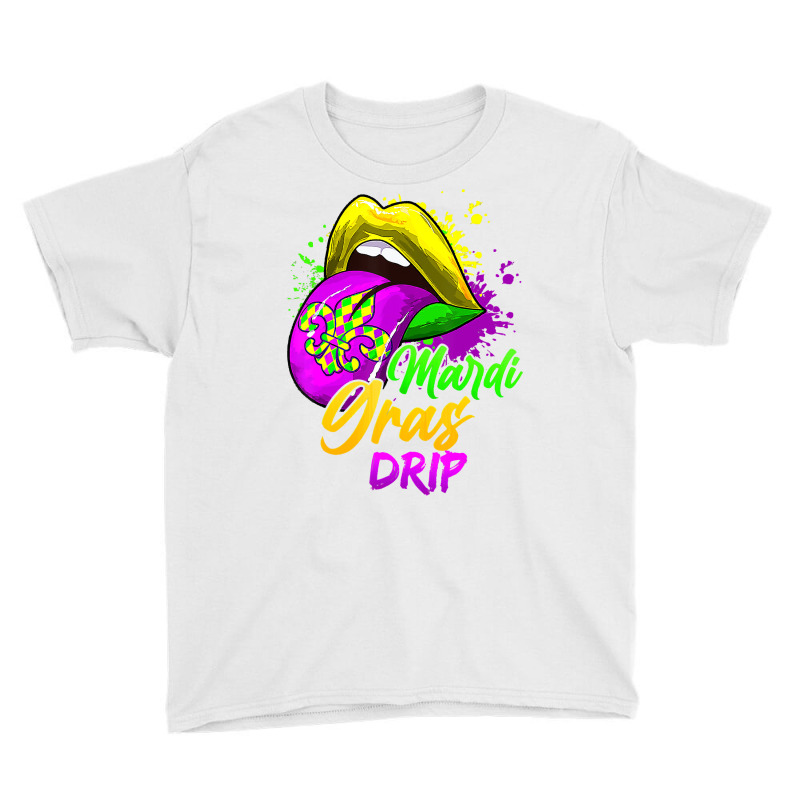 Mardi Gras Dripping Lips Funny Mardi Gras Drip Col Youth Tee | Artistshot