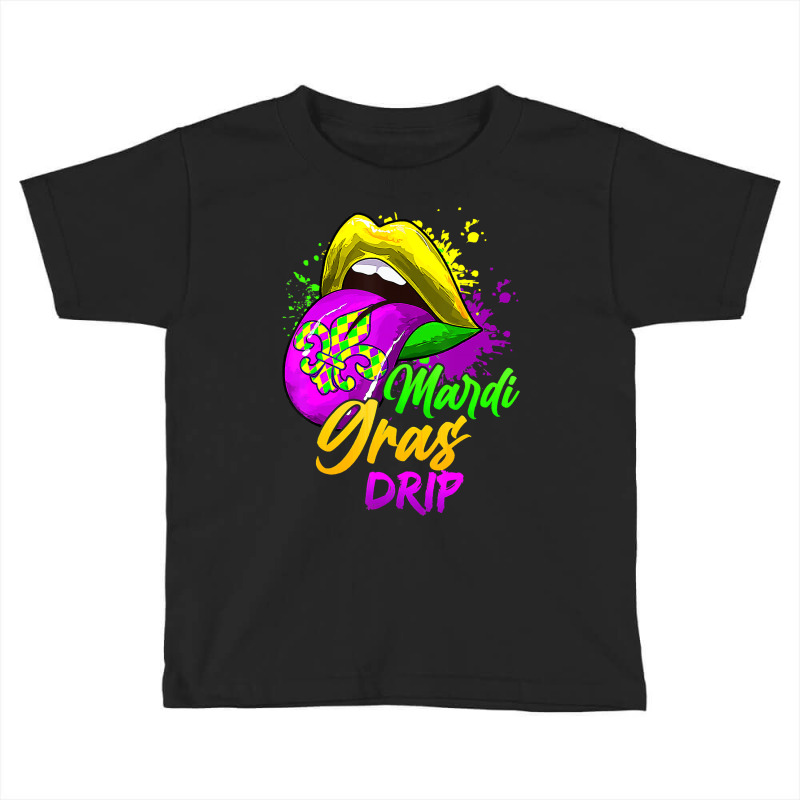 Mardi Gras Dripping Lips Funny Mardi Gras Drip Col Toddler T-shirt | Artistshot