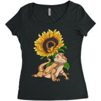 Lizard Reptile Sunflower Pet Owner Floral Bearded  Women's Triblend Scoop T-shirt | Artistshot