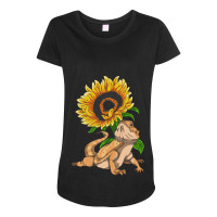 Lizard Reptile Sunflower Pet Owner Floral Bearded  Maternity Scoop Neck T-shirt | Artistshot