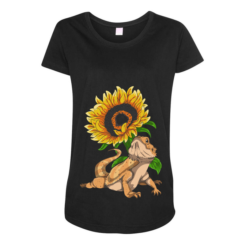 Lizard Reptile Sunflower Pet Owner Floral Bearded  Maternity Scoop Neck T-shirt by kerrmanthez | Artistshot