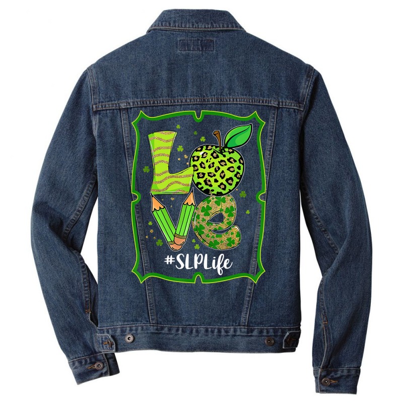 Leopard Apple Love Speech Language Therapist St Pa Men Denim Jacket by voutsro | Artistshot