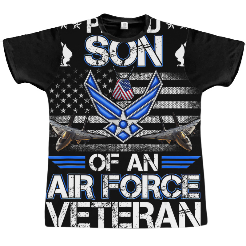 Proud Son Of A Air Force Veteran American Flag Mil Graphic T-shirt by heffopance | Artistshot