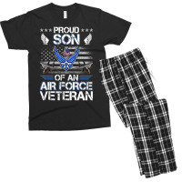 Proud Son Of A Air Force Veteran American Flag Mil Men's T-shirt Pajama Set | Artistshot