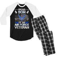 Proud Son Of A Air Force Veteran American Flag Mil Men's 3/4 Sleeve Pajama Set | Artistshot