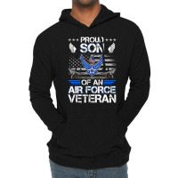 Proud Son Of A Air Force Veteran American Flag Mil Lightweight Hoodie | Artistshot