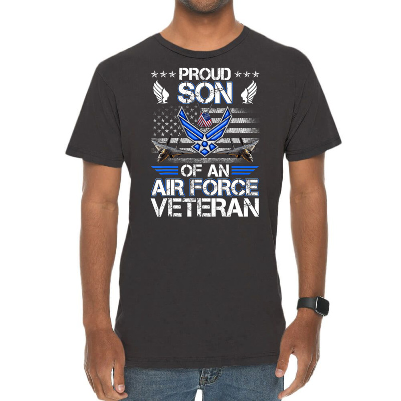 Proud Son Of A Air Force Veteran American Flag Mil Vintage T-Shirt by heffopance | Artistshot