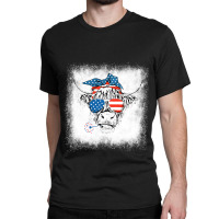 Bleached Highland Cow American Flag Patriotic 4th  Classic T-shirt | Artistshot