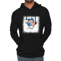 Bleached Highland Cow American Flag Patriotic 4th  Lightweight Hoodie | Artistshot