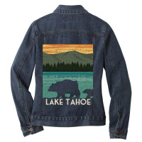 Lake Tahoe California Nevada Vintage Bear Camping  Ladies Denim Jacket | Artistshot