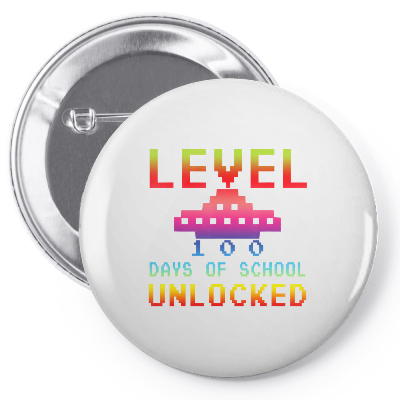 Level 100 Days Of School Unlocked Gamer Watercolor Pin-back Button | Artistshot