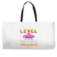 Level 100 Days Of School Unlocked Gamer Watercolor Weekender Totes | Artistshot