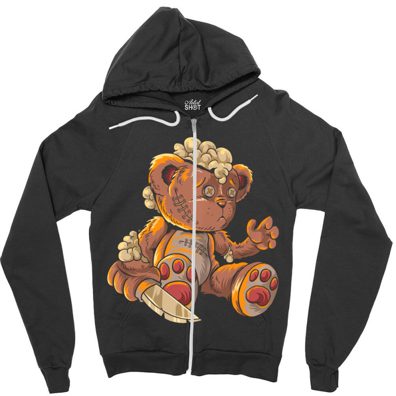 Killer Teddy Bear Lazy Halloween Costume Scary Mon Zipper Hoodie | Artistshot