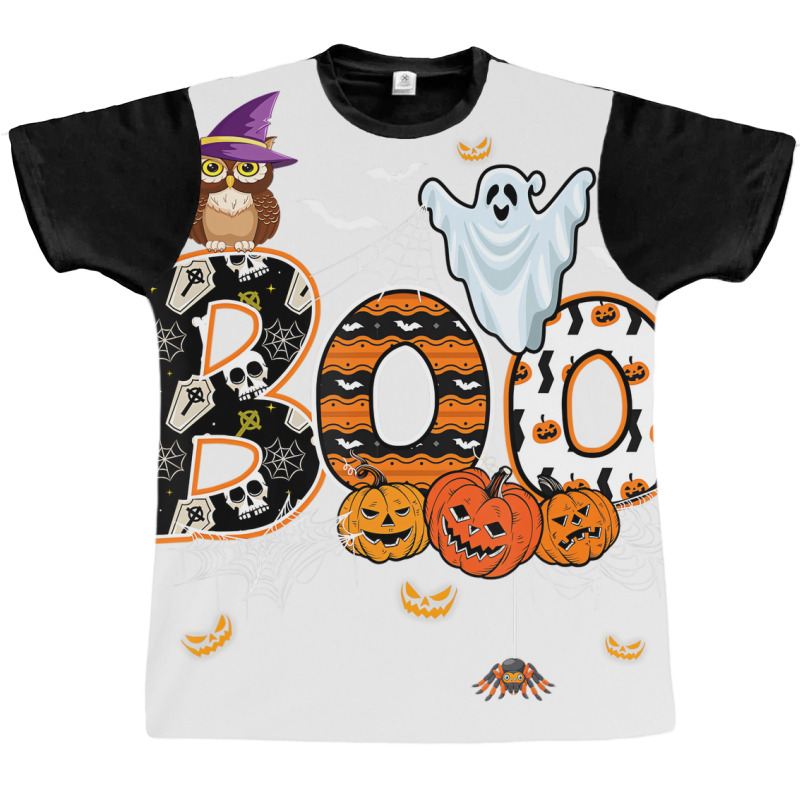 Boo Creepy Owl Pumpkin Ghost Funny Halloween Costu Graphic T-shirt | Artistshot