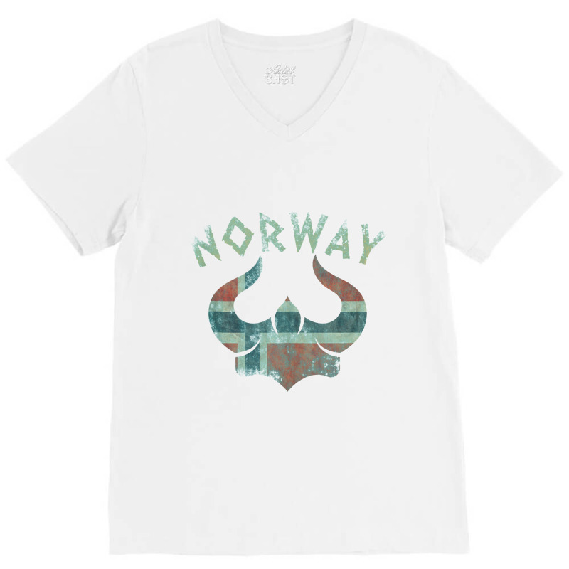 Norway Viking Helmet Scandinavian Norway Flag V-neck Tee | Artistshot