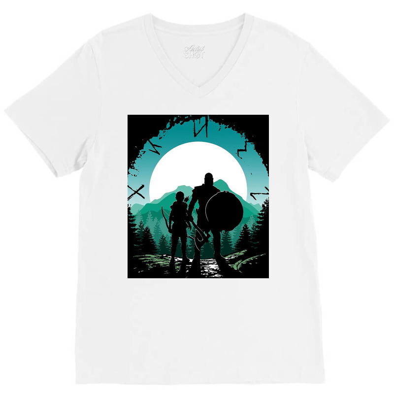 Kratos And Son V-neck Tee | Artistshot