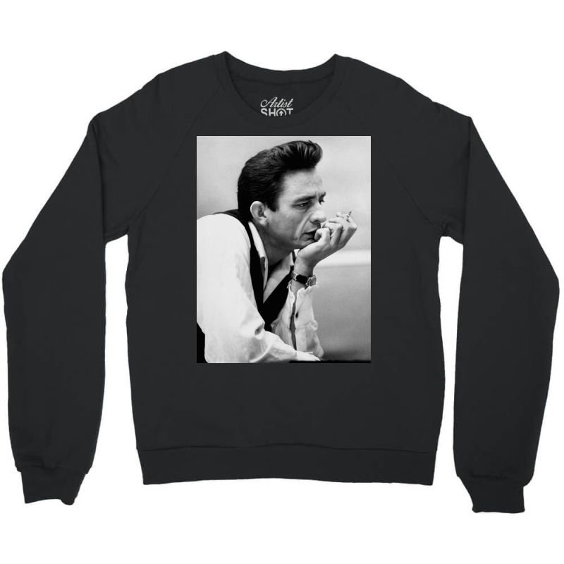 Johnny Cash-thinking Crewneck Sweatshirt | Artistshot