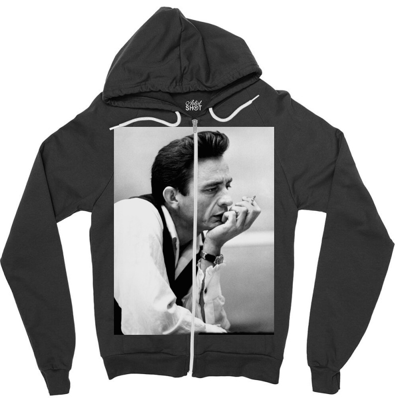 Johnny Cash-thinking Zipper Hoodie | Artistshot