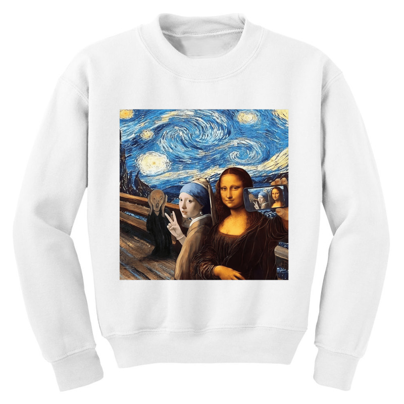 Mona Lisa Girl With A Pearl Earring The Scream Sta Youth Sweatshirt by catricegar | Artistshot