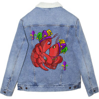 Jester Crawfish Couple Kissing Mardi Gras Carnival Unisex Sherpa-lined Denim Jacket | Artistshot