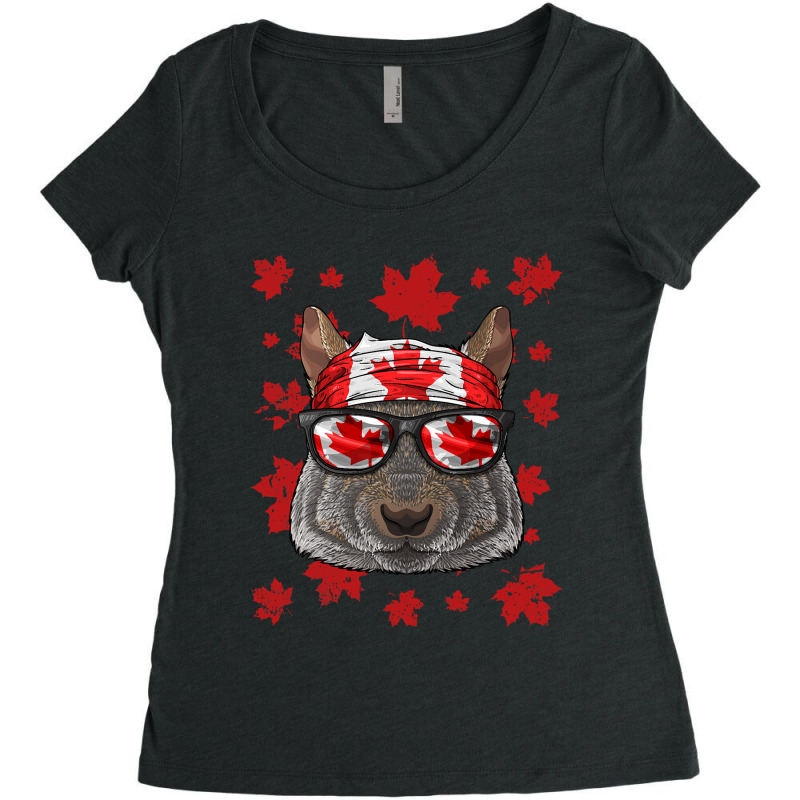 Canadian Squirrel Patriotic Canada Flag Maple Leaf Women's Triblend Scoop T-shirt by kerrmanthez | Artistshot