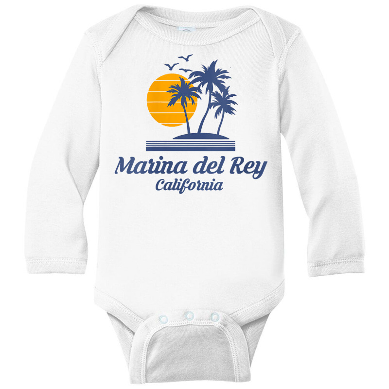 Womens Marina Del Rey City California Beach Summer Family Vacation V N Long Sleeve Baby Bodysuit by men.adam | Artistshot