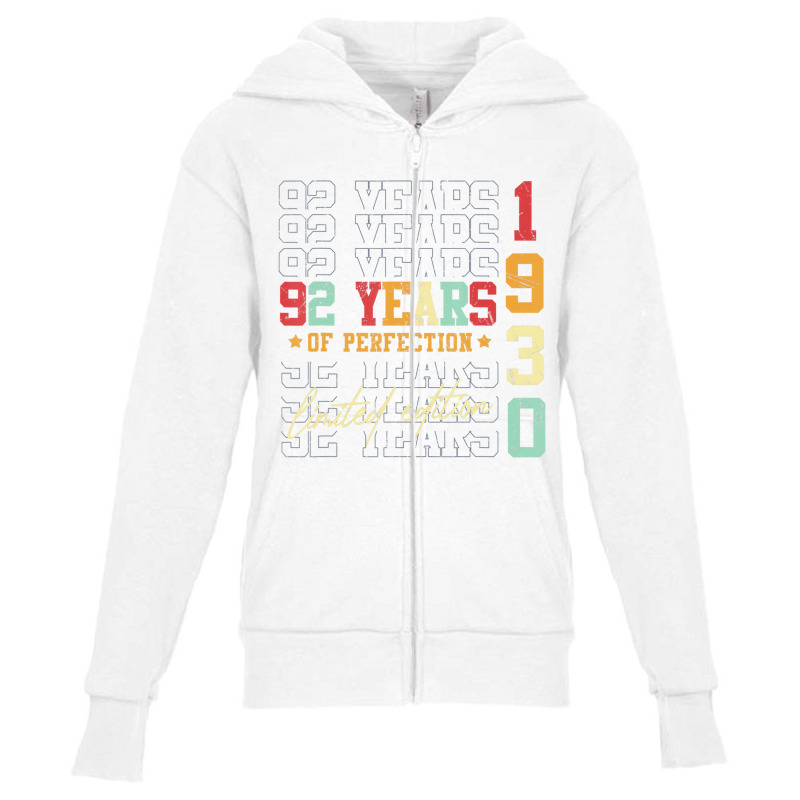 Limited Edition 1930 92 Years Old 92nd Birthday Gi Youth Zipper Hoodie by mauthe | Artistshot