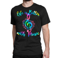 Life Is Better With Music Notes Teen Girl Women Mu Classic T-shirt | Artistshot