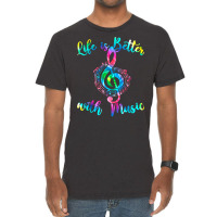 Life Is Better With Music Notes Teen Girl Women Mu Vintage T-shirt | Artistshot