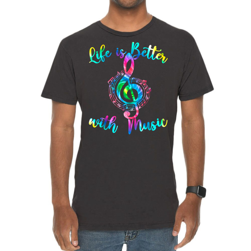 Life Is Better With Music Notes Teen Girl Women Mu Vintage T-Shirt by marioc | Artistshot