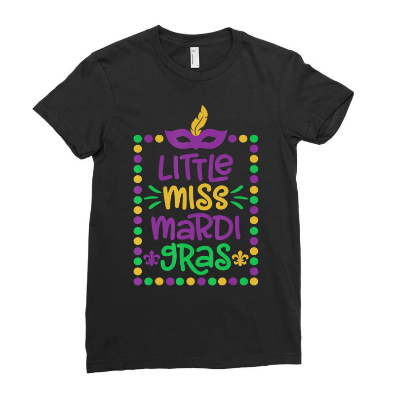 Little Miss Mardi Gras   Cute Girls Mardi Gras Gif Ladies Fitted T-Shirt by mauthe | Artistshot