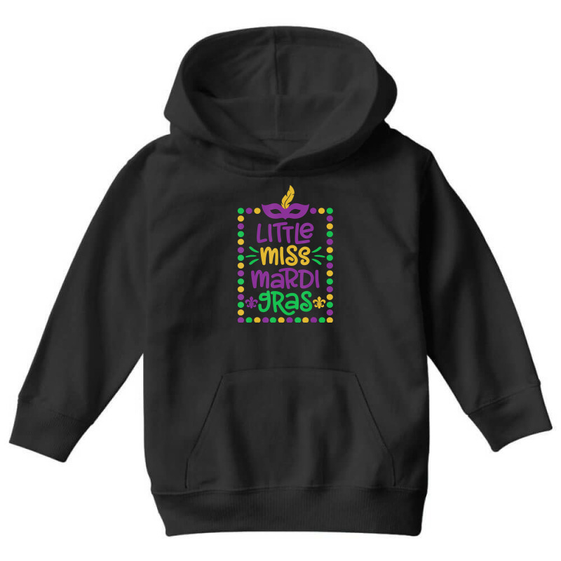 Little Miss Mardi Gras   Cute Girls Mardi Gras Gif Youth Hoodie by mauthe | Artistshot