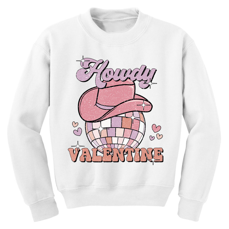 Preppy Cowgirl Howdy Valentine Heart Disco Valenti Youth Sweatshirt by bettincam | Artistshot