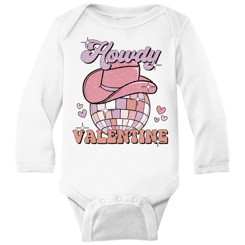 Preppy Cowgirl Howdy Valentine Heart Disco Valenti Long Sleeve Baby Bodysuit by bettincam | Artistshot