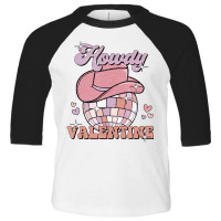 Preppy Cowgirl Howdy Valentine Heart Disco Valenti Toddler 3/4 Sleeve Tee | Artistshot