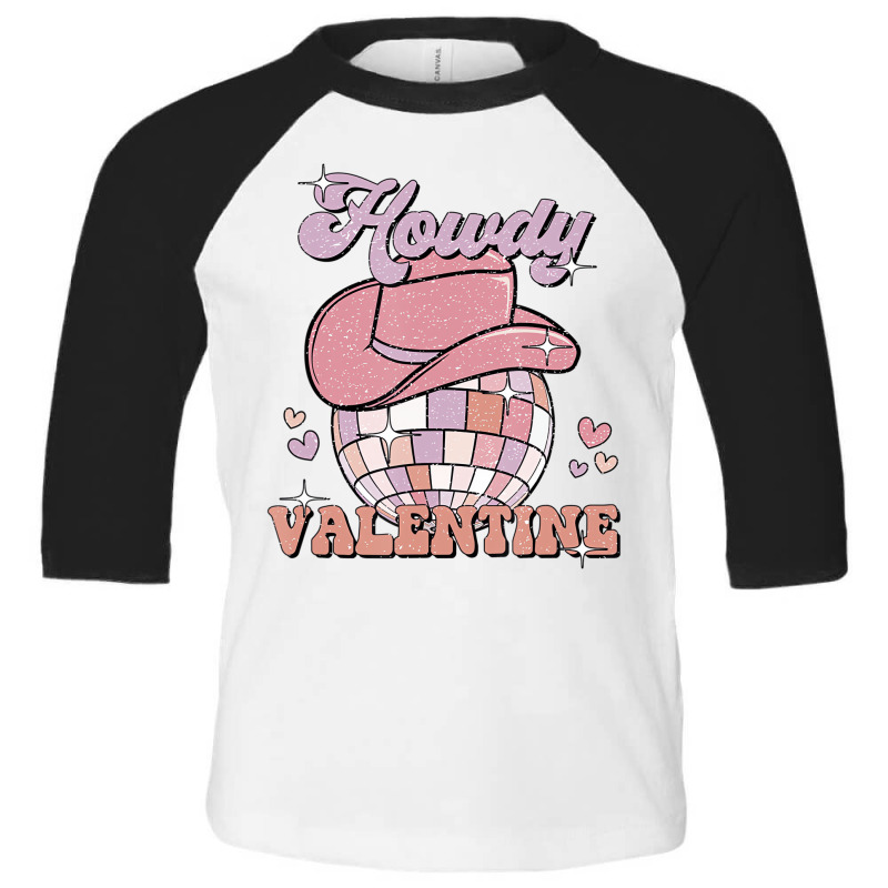 Preppy Cowgirl Howdy Valentine Heart Disco Valenti Toddler 3/4 Sleeve Tee by bettincam | Artistshot