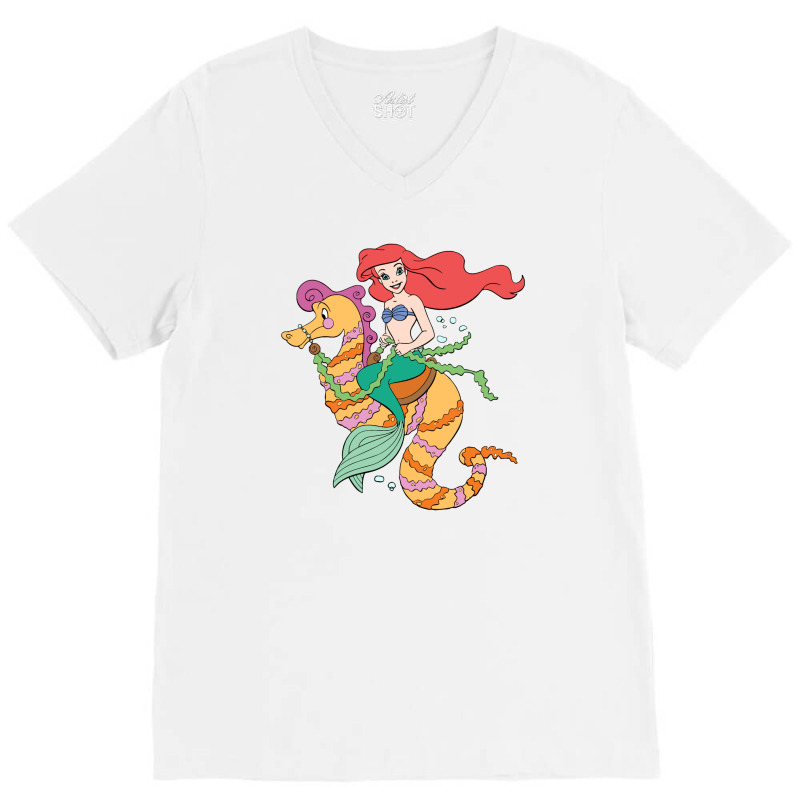 Mermaid And Seahorse V-neck Tee | Artistshot