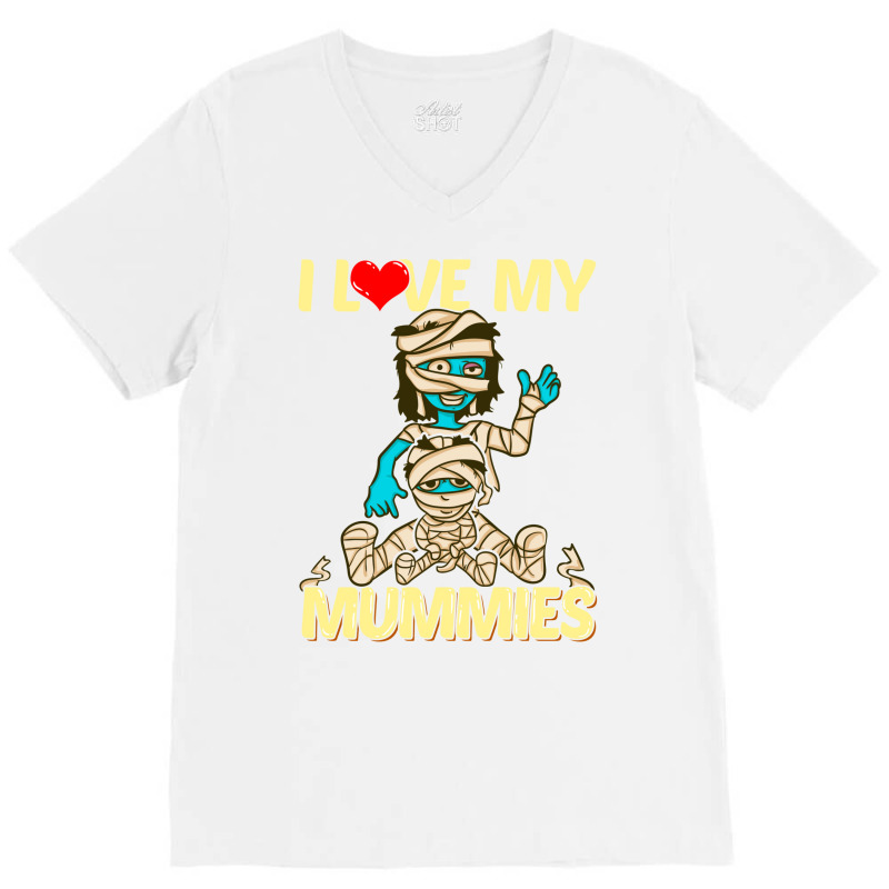 I Love My Mummies! Funny Halloween Gift For Lgbtq V-Neck Tee by hackelsodrulg | Artistshot