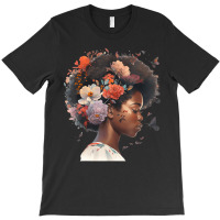 Flowers Butterflies Humming Birds Natural Black Wo T-shirt | Artistshot