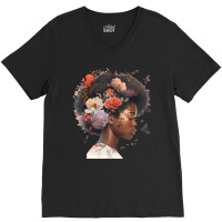 Flowers Butterflies Humming Birds Natural Black Wo V-neck Tee | Artistshot