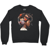 Flowers Butterflies Humming Birds Natural Black Wo Crewneck Sweatshirt | Artistshot