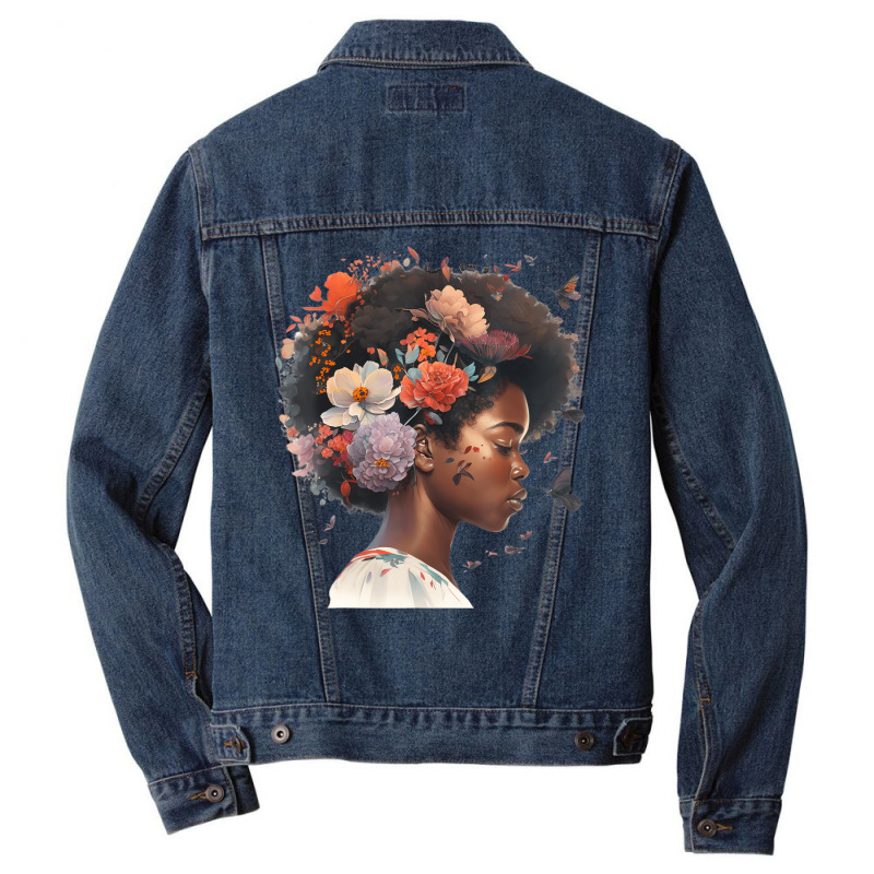 Flowers Butterflies Humming Birds Natural Black Wo Men Denim Jacket | Artistshot