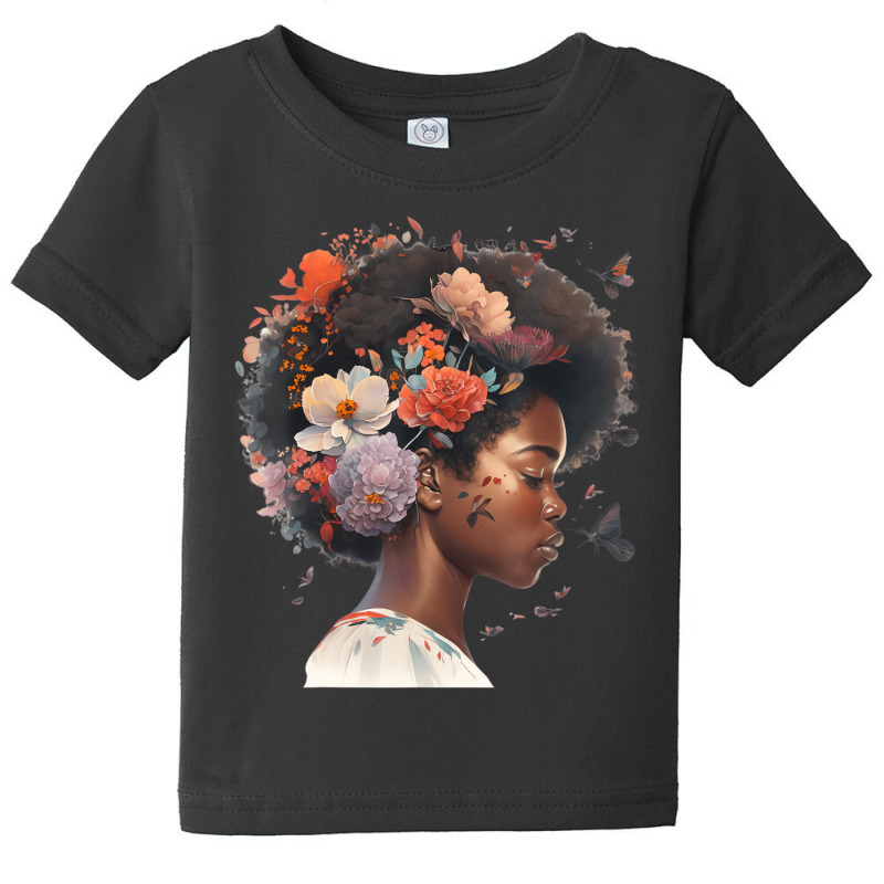 Flowers Butterflies Humming Birds Natural Black Wo Baby Tee | Artistshot