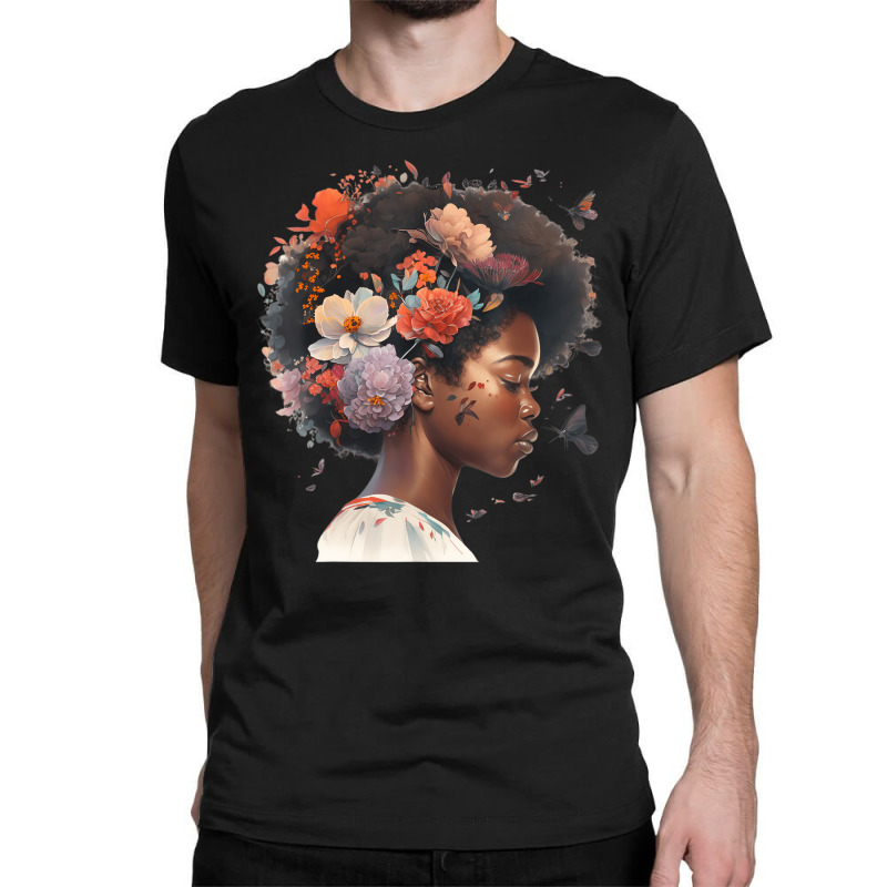 Flowers Butterflies Humming Birds Natural Black Wo Classic T-shirt | Artistshot