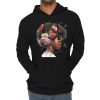 Flowers Butterflies Humming Birds Natural Black Wo Lightweight Hoodie | Artistshot