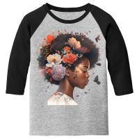 Flowers Butterflies Humming Birds Natural Black Wo Youth 3/4 Sleeve | Artistshot