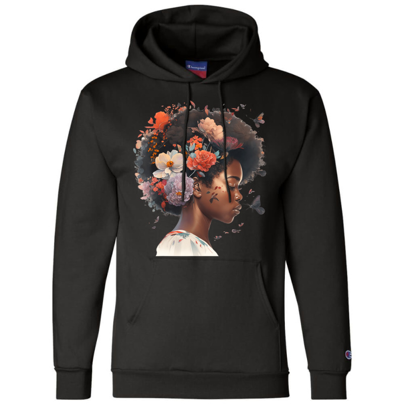 Flowers Butterflies Humming Birds Natural Black Wo Champion Hoodie | Artistshot